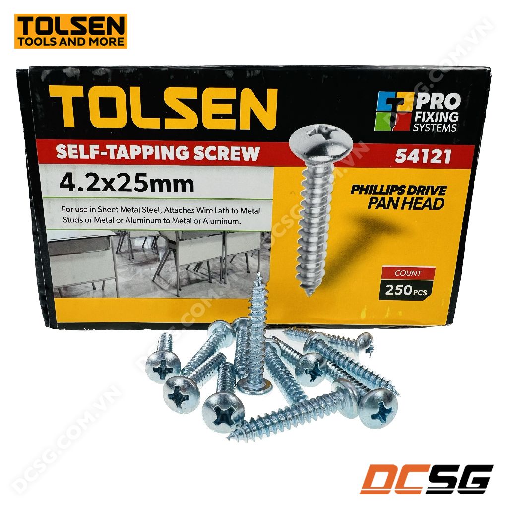 Ốc vít đầu tròn bề mặt mạ kẽm 3.5-4.8mm Tolsen (bán lẻ theo gói) | DCSG