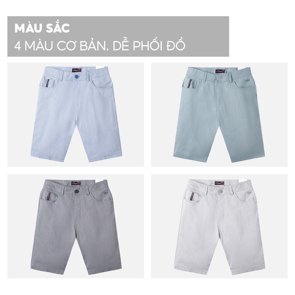 Quần Short Kaki Nam 5S, Chất Cotton Linen Mềm, Đứng Phom,Thêu Trẻ Trung