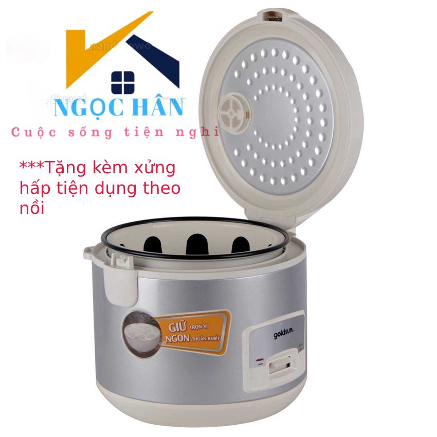 Nồi cơm điện Goldsun 1,2L CB3201 - Nồi cơm nắp liền, nắp gài lòng nồi chóng dính 3 lớp đáy tổ ong cao cấp bảo hành 1 năm