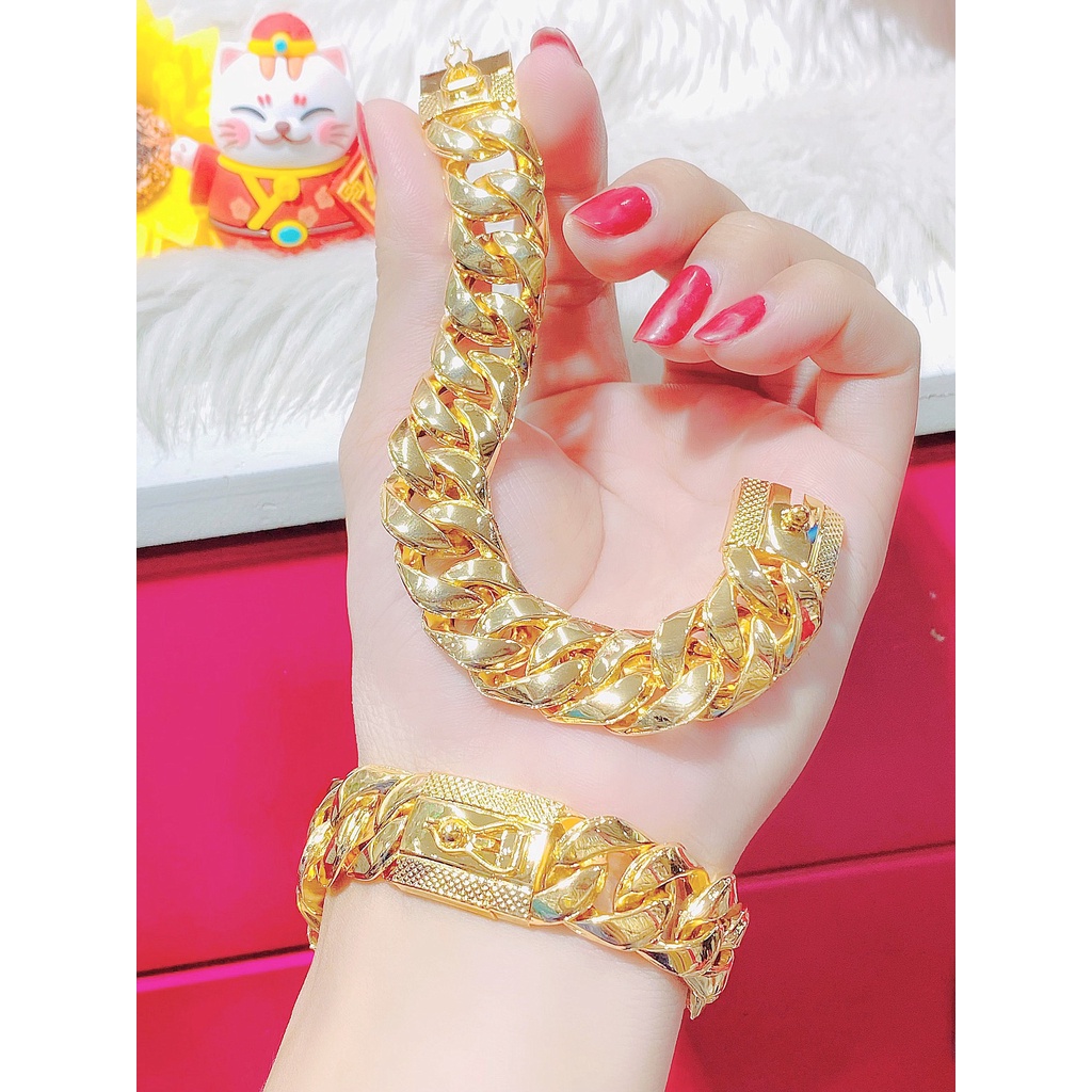 Lắc tay nam nữ mạ vàng kiểu xích to mang đi chơi, đi tiệc rất đẹp 22223 - Có thể tháo ngắn theo ý