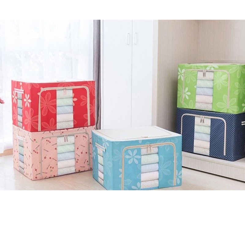 Túi Đựng Chăn Màn, Quần Áo Khung Inox Đa năng, Khung Dày Dặn, Chắc Chắn, Hộp Vải Khung Thép Không Gỉ Size To Gấp Gọn