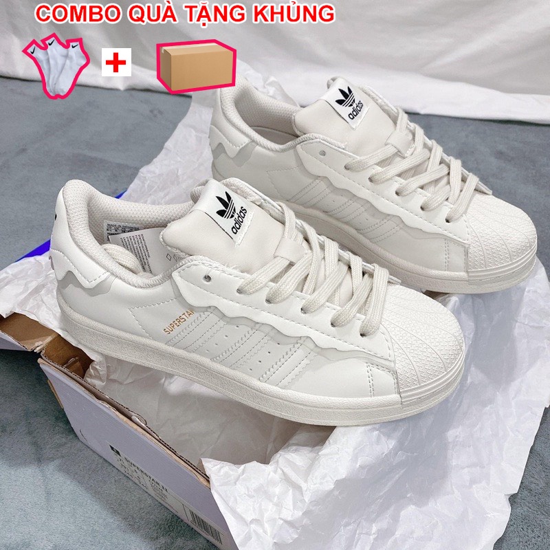 Giày Adidas Superstar Das Sò 3 Màu Kem, Hồng, Xanh, Giày thể thao Adidas Sò Trắng bản cao cấp hót 2022