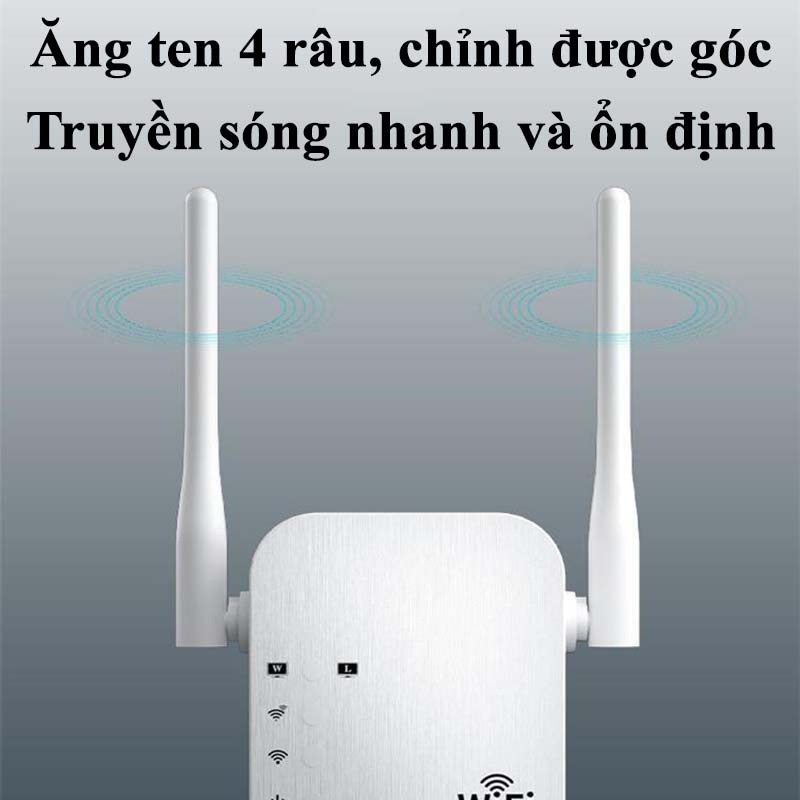 Kích Sóng Wifi 4 Râu Ăng Ten Phát Xuyên Tường Chuẩn N Tốc Độ 300mbps Màu Trắng Bộ Kích Sóng Wifi Thu Phát Mở Rộng Sóng