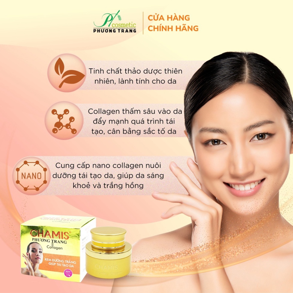Kem dưỡng trắng da CHAMIS collagen - tái tạo da, chiết xuất tự nhiên, lành tính cho da - 15g