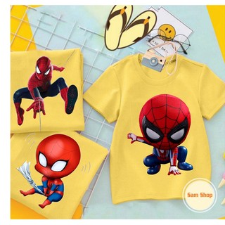 Áo thun cho bé in hình người nhện spider man màu vàng cho bé