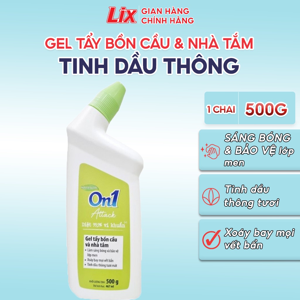 Gel tẩy bồn cầu và nhà tắm On1 dung tích 500G N0501, giúp diệt khuẩn 99,9 %, tẩy ố, làm trắng nhà tắm, bồn cầu hiệu quả