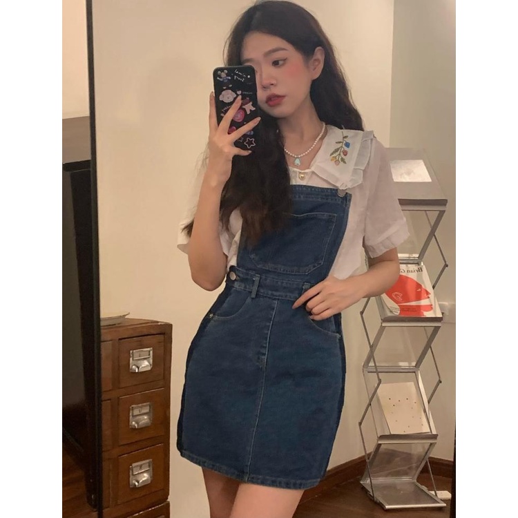 Váy yếm bò jeans denim Ulzzang dáng ngắn V06