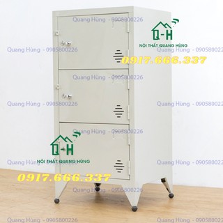 Tủ hồ sơ locker 3 tầng sắt sơn tĩnh điện cao cấp dành cho văn phòng