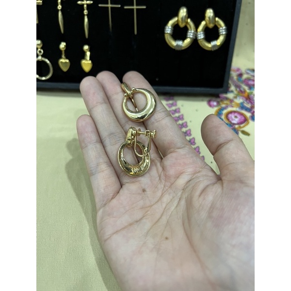 Bông tai kẹp Vintage - Si Nhật , hoa tai gài không cần bấm lỗ tai
