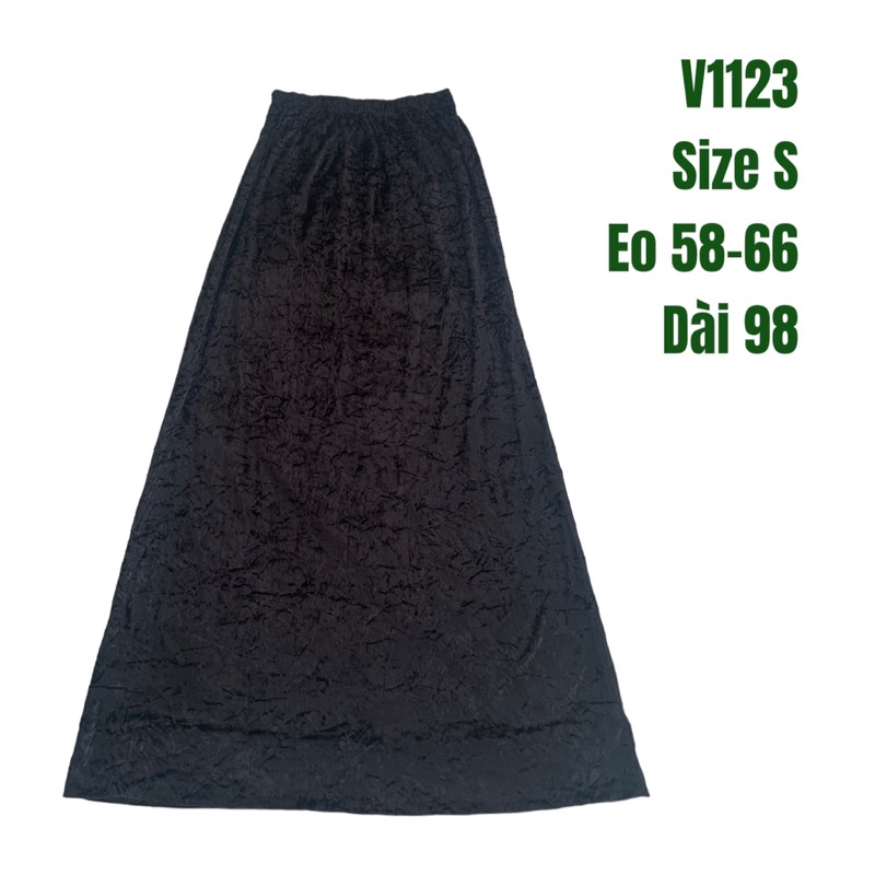 Chân váy suông V1123 dáng dài cạp chun co giãn chất vải nhung 1 lớp 2hand Nhật si tuyển ảnh thật