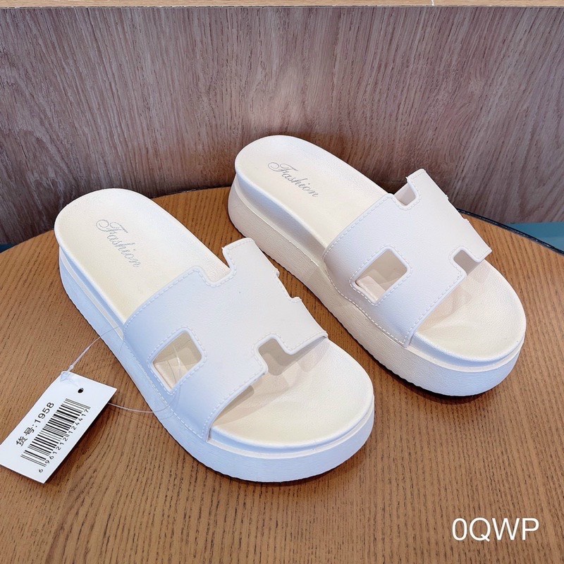 Dép Nữ Quai H Nhiều Màu Vân Mới Đế Cao Chống Trượt 5 phân