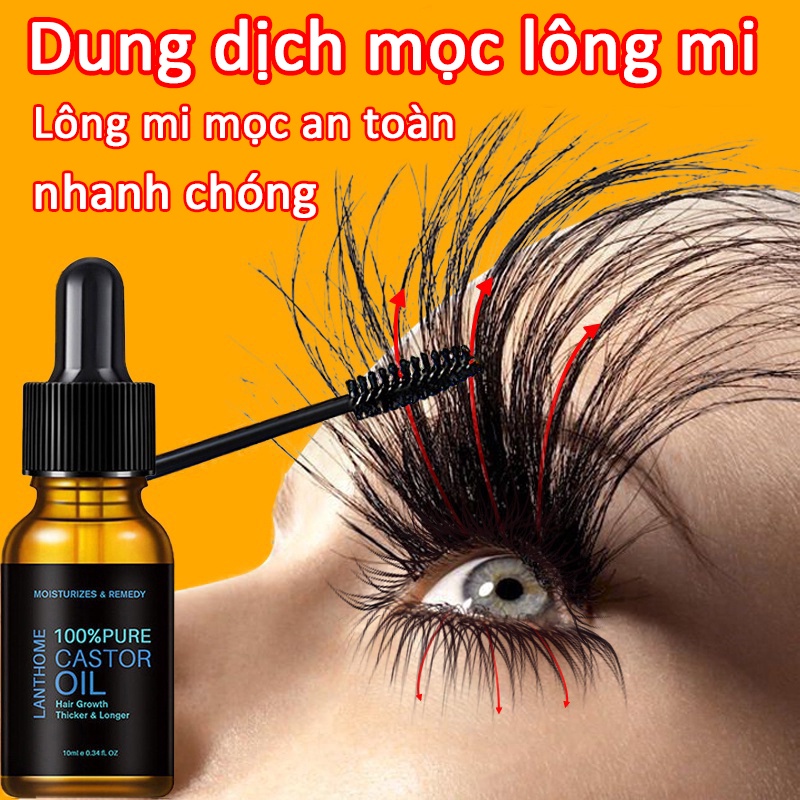 Serum dài mi dầu thầu dầu tăng trưởng mi 10ml dưỡng mi tự nhiên & tinh chất tăng trưởng lông mày lông mi dài