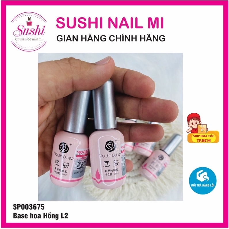 Base top cứng móng hoa hồng loại 2, liên kết gel chuyên dụng cho dân làm móng - Sushi nail mi