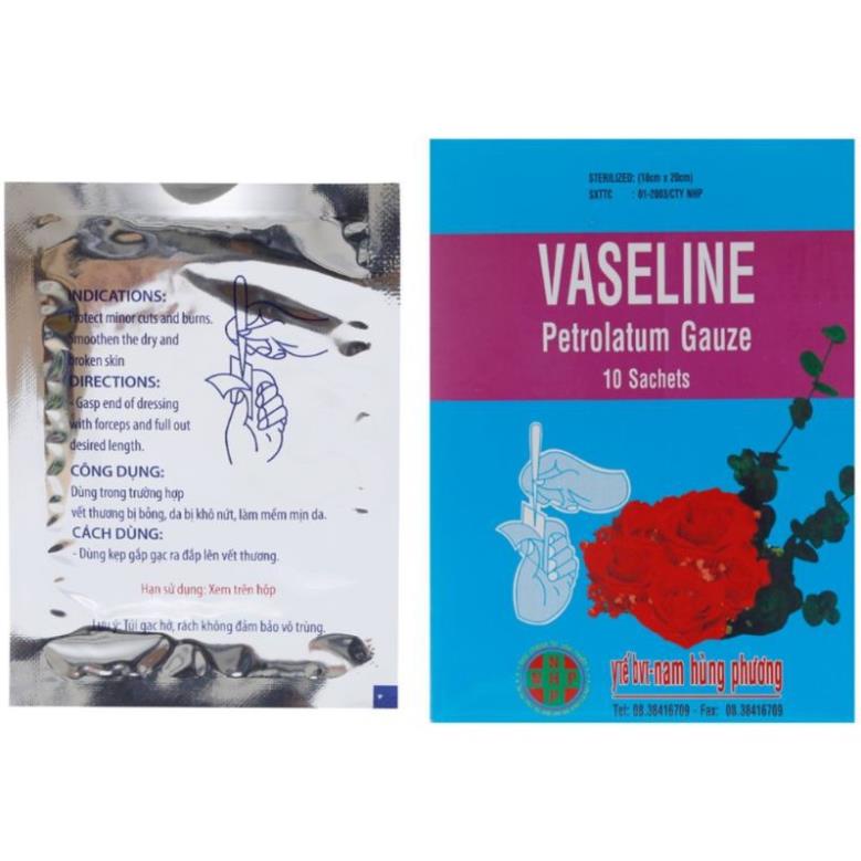 Gạc Vaseline Làm Mềm Da Bị Bỏng (Hộp 10 Miếng)