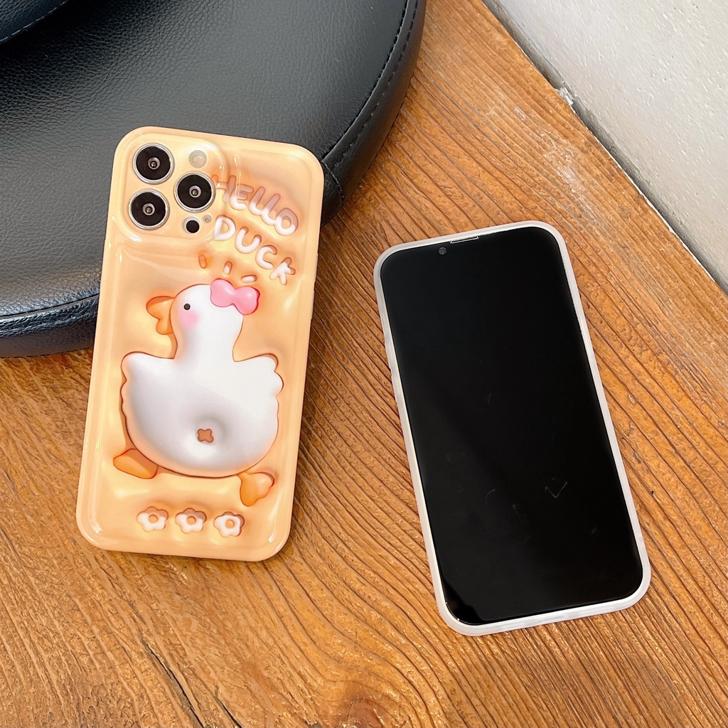 Ốp Điện Thoại IMD Chống Sốc Họa Tiết Chú Vịt Hoạt Hình Cho iPhone 14 / 13 / 12 / 11
