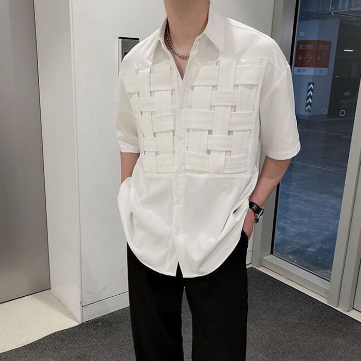 Áo sơ mi nam đan dây 2 màu S-01