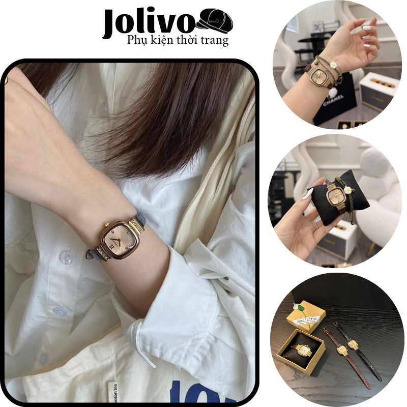 Đồng hồ nữ đeo tay gogoey pin trâu hàng chuẩn aut nội địa Trung cao cấp phụ kiện trang sức Jolivo