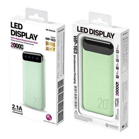 Sạc dự phòng WP-163 (20.000mAh – Hiển thị % Pin) WK Design