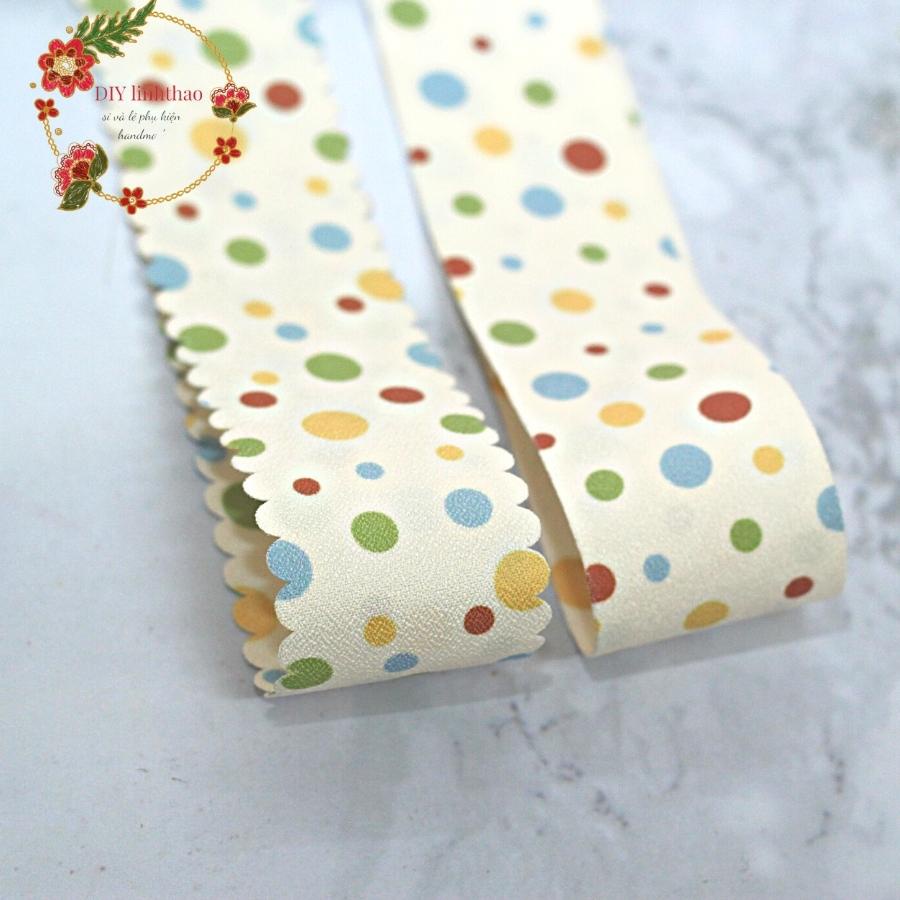 Ruy băng chấm bi HQ 38mm dùng làm nơ bờm, kẹp tóc RB2215