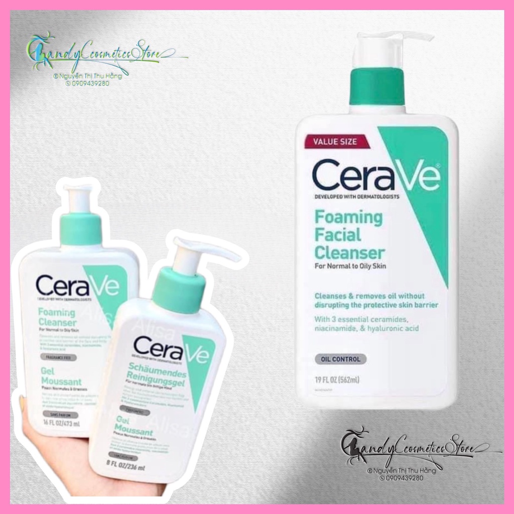 Sữa rửa mặt Cerave foaming facial cleanser cho da dầu , sửa rửa mặt da dầu Cerave foaming facial cle