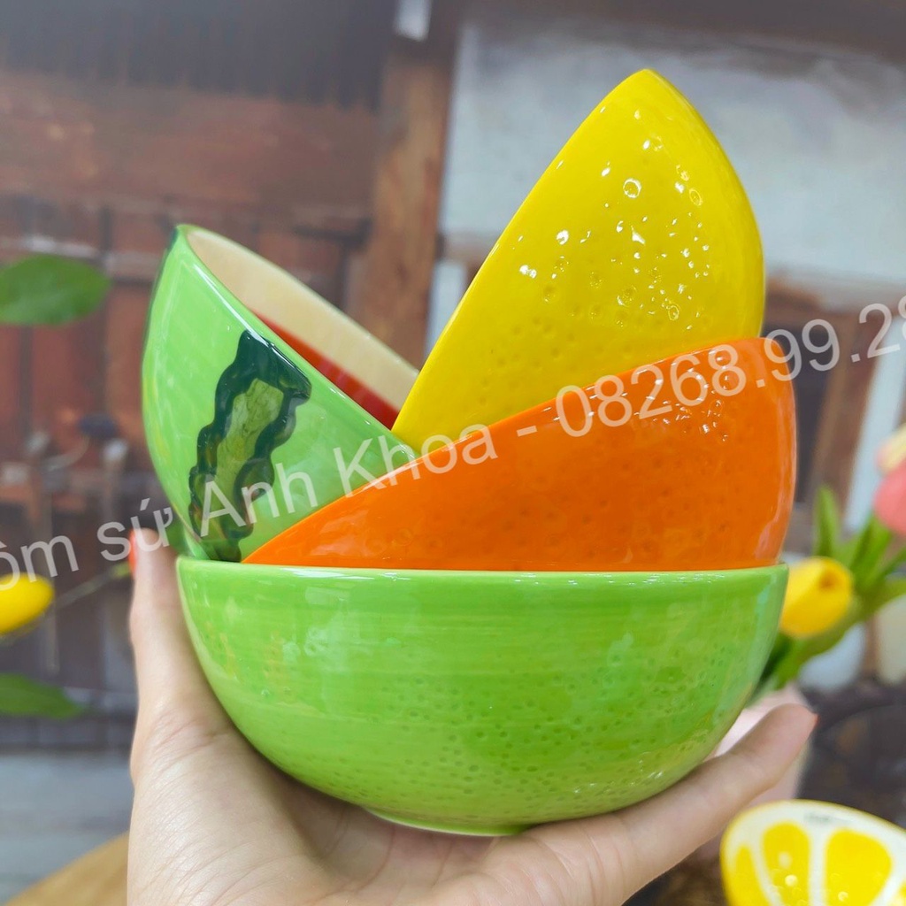 Bát Đĩa Gốm Sứ Decor, Bát Ăn Cơm, Bát Ăn Chè, Chén Dĩa Dễ Thương Bát Dáng Hoa Quả Xinh Yêu Gomsudecor21