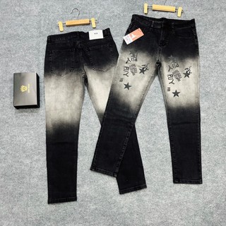 Quần Jean Nam Cao Cấp jean nam rách gối Co Dãn quần bò loang