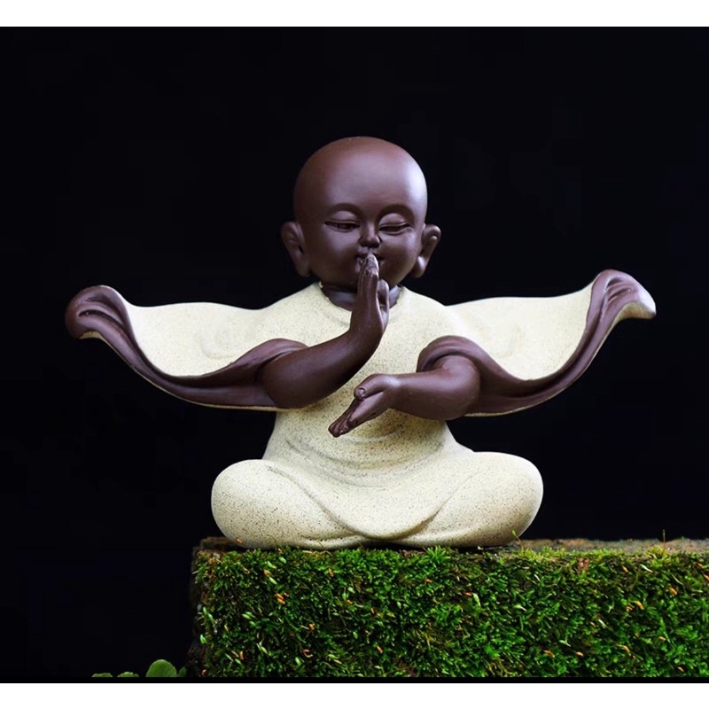 Tượng chú tiểu ngồi tu luyện- Tượng gốm tử sa- Tượng phật đẹp