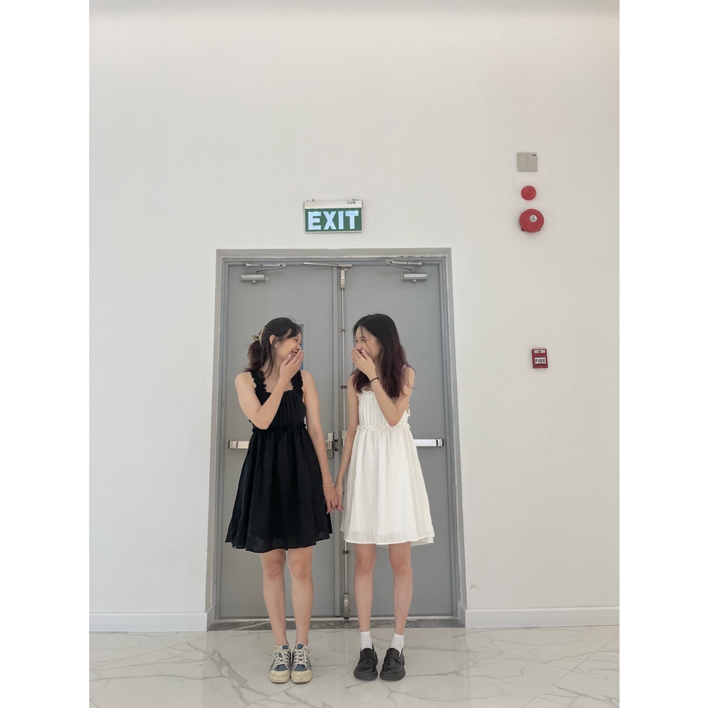 Đầm ngắn dáng xoè nhẹ hở lưng được thiết kế 2 dây đan chéo tạo điểm nhấn cực xinh | NANCY DRESS | LODE |