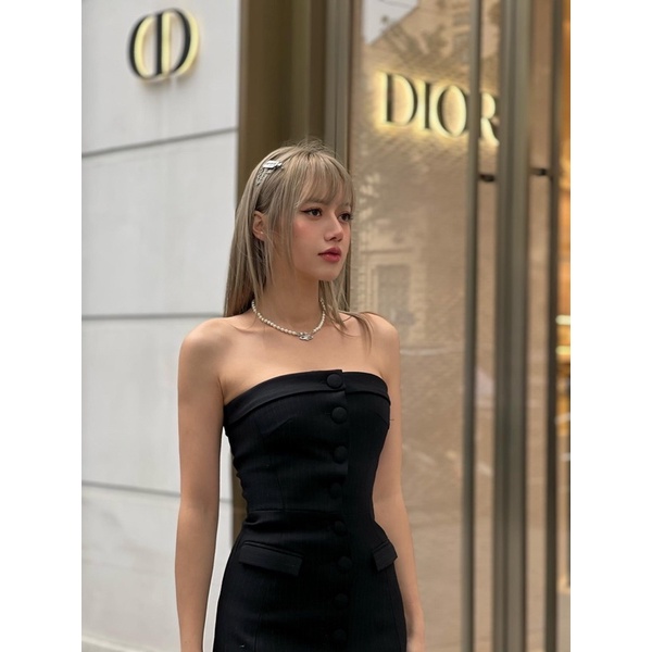 Váy quây đen kẻ sọc nhỏ Za.ra