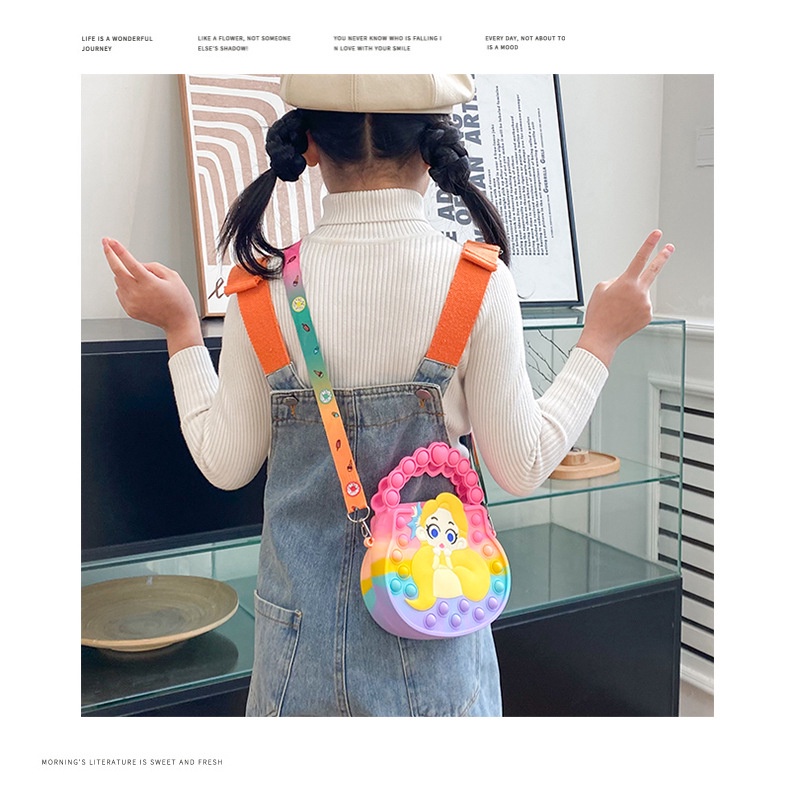 Túi Đeo Chéo Đựng Tiền Xu Màu Cầu Vồng Dễ Thương Cho Bé Gái