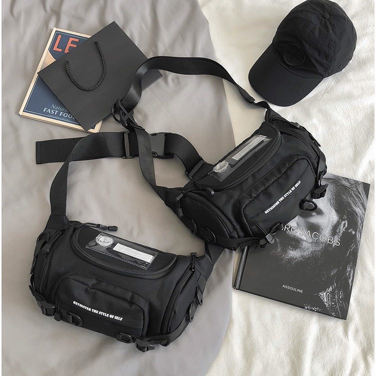 Túi đeo chéo HeyMister Medium Bumbag nam nữ HM11 Màu Đen Chống Thấm Nước Cao Cấp