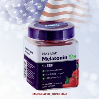    Mẫu mới  Kẹo Dẻo Ngủ Ngon Gummies Natrol Melatonin 10mg Vị Dâu 90 Viên 