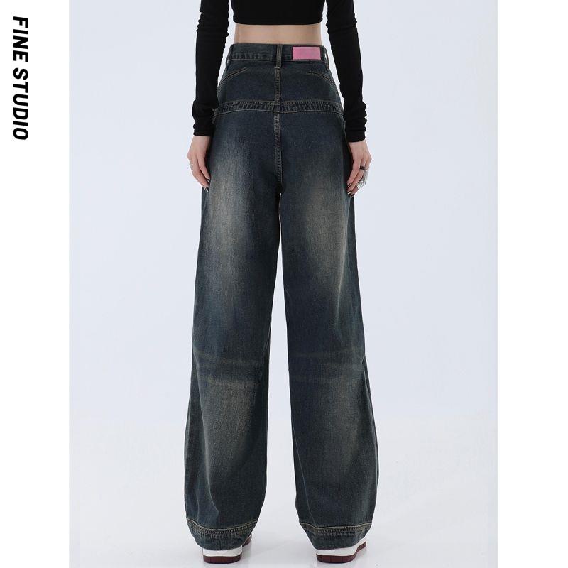 Quần Jean Ống Rộng Thiết Kế Mới Năng Động Thời Trang Theo Phong Cách Đường Phố Dành Cho Nữ
