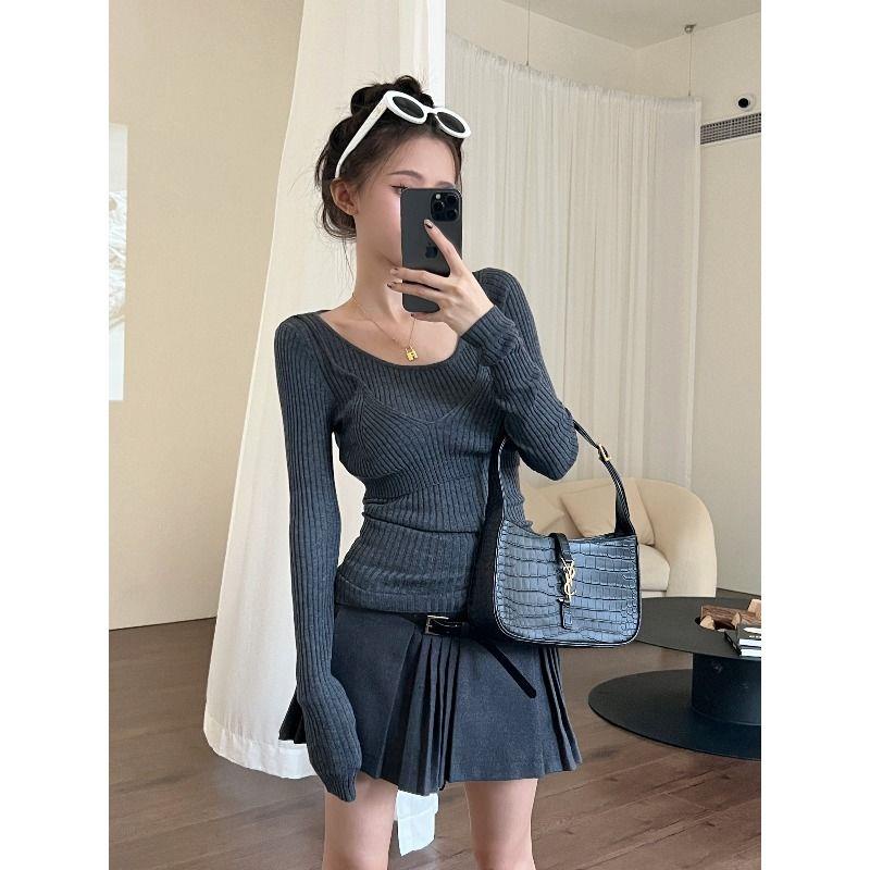 Muguay Áo Sơ Mi Giả Hai Mảnh Màu Hồng Dáng Ôm Cao Cấp Sang Trọng Có Dây Buộc Dành Cho Bạn Nữ