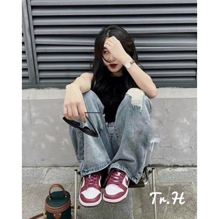 Quần jean xuông rách 2 gấu