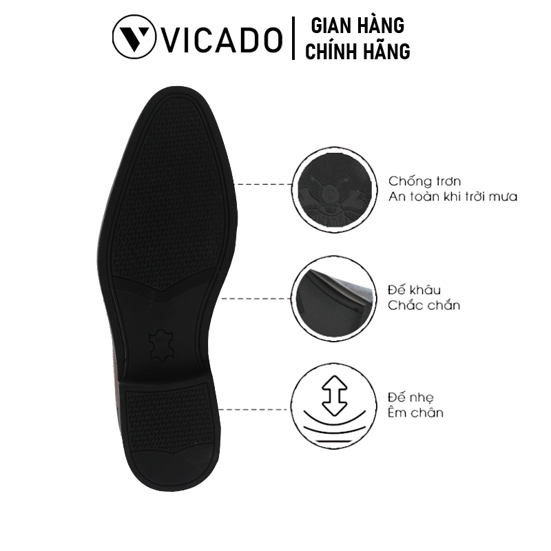 Giày công sở nam Oxford Vicado VC1021 màu nâu - Giày da nam cao cấp da bò thật 100%