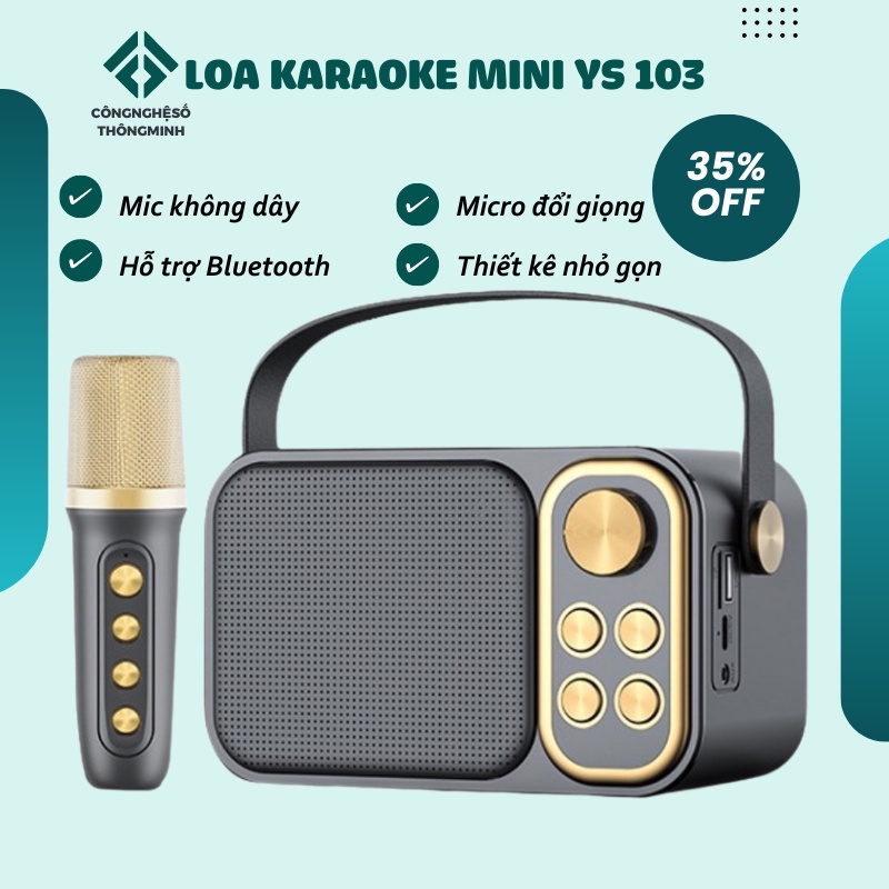 Loa Karaoke Bluetooth Mini YS-103 Kèm 1 Micro Không Dây Công Suất 5W Âm Thanh Siêu Hay-Loa Karaoke Mini Bluetooth YS-105