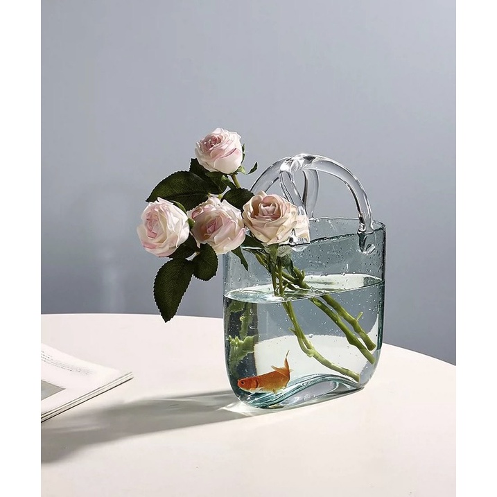 Bình hoa kiểu túi xách, giỏ xách, nuôi cá cảnh, decor nhà cửa, quà tặng sinh nhật, chụp ảnh sản phẩm