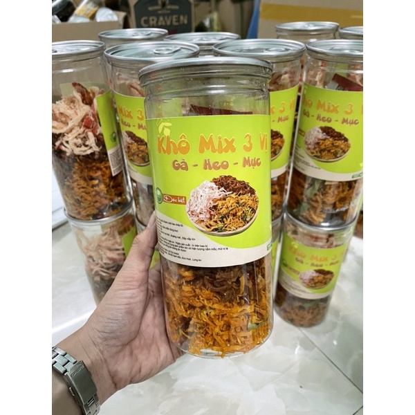 Sỉ Hộp mix 3 vị khô gà,heo,mực 300g - Zalo sỉ 0827 805 845