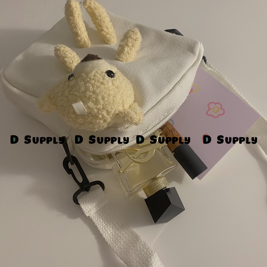 Túi Xách Vải Kèm Gấu Bông I Túi Tote Kèm Gấu Bông I Túi Đeo Chéo I Túi Vải Canvas Đựng Điện Thoại 2023