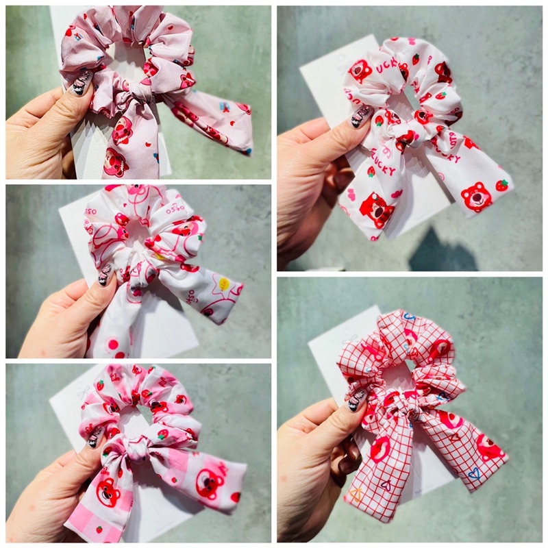 CỘT TÓC NƠ SCRUNCHIES GẤU DÂU LOTSO