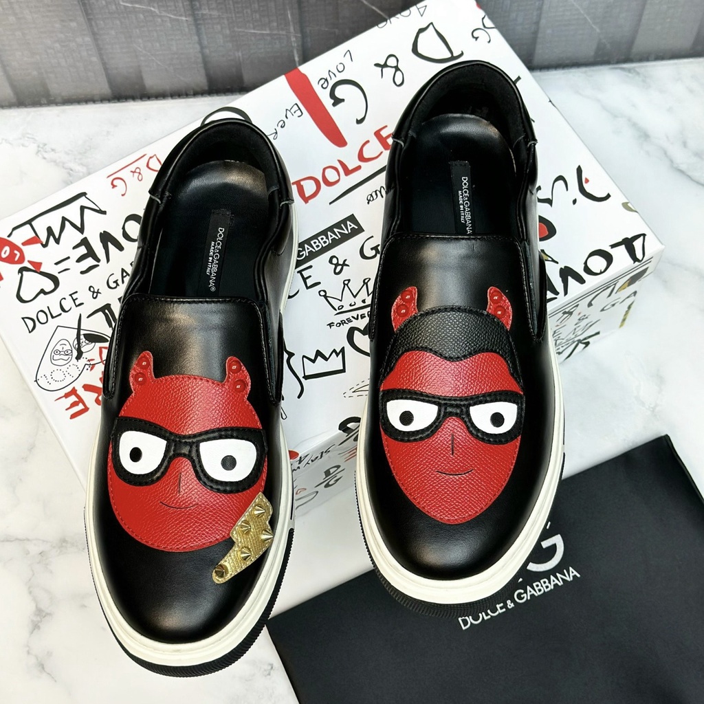 Giày Thể Thao Slip On Dolce Mặt Quỷ Giày Lười Da Mặt Đỏ New Quảng Châu 2023