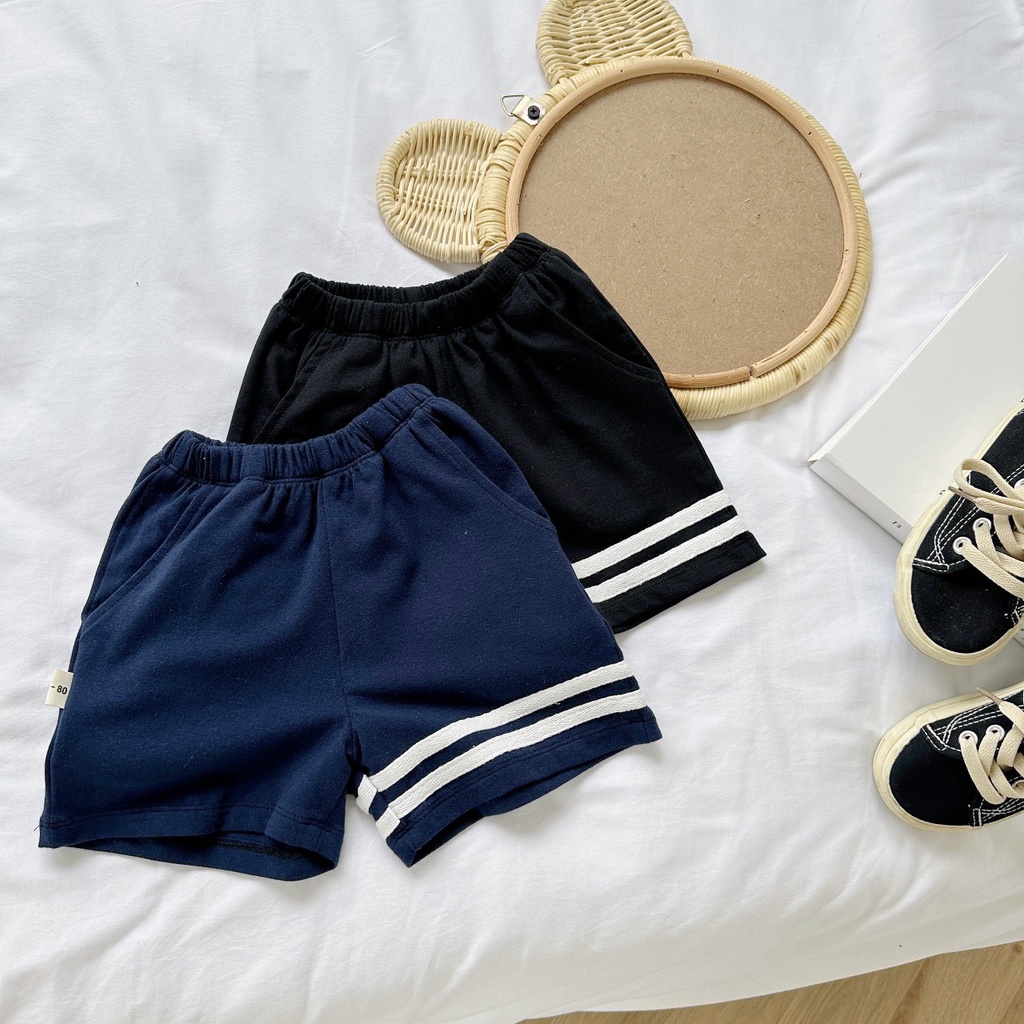 Bộ polo cotton cộc tay phối kẻ Mozi cho bé trai bé gái