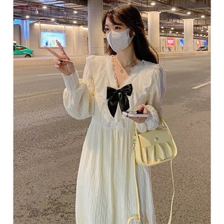 Đầm dài đính nơ tiểu thư