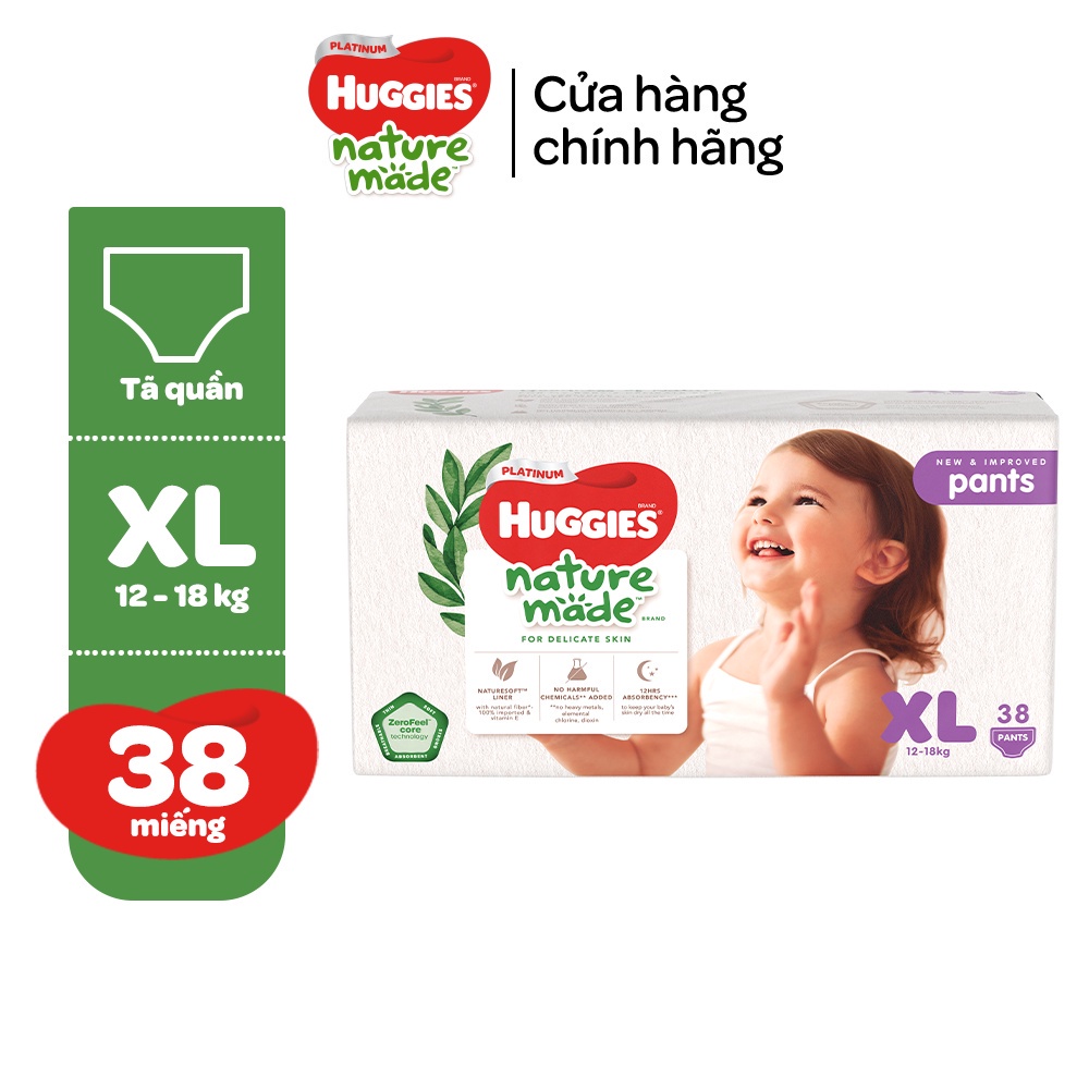 Tã/Bỉm quần Huggies Platinum NatureMade M58/L44/XL38/XXL26