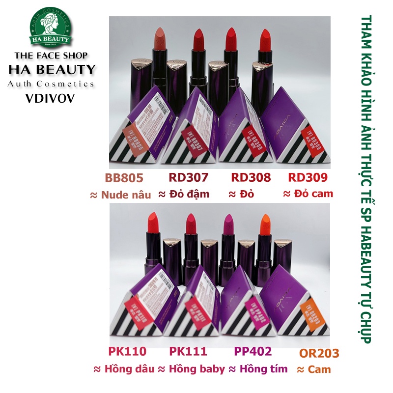 Son thỏi lì có dưỡng ẩm mịn môi VDIVOV Lip Cut Rouge Velvet