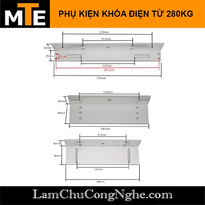 Bộ gá cho khóa điện từ, khóa từ, khóa nam châm 12V, lực hút 180kg, 280kg