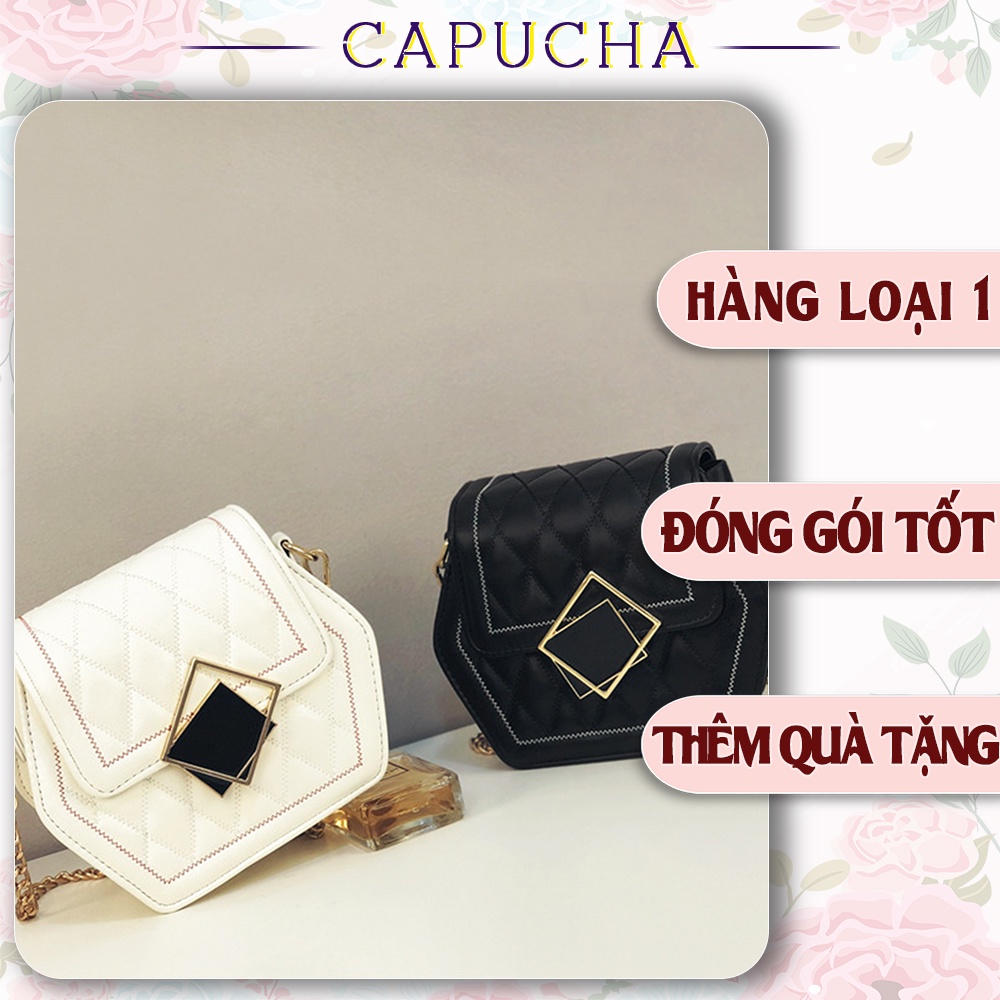 Túi xách nữ khóa gương dáng hình lục giác cực lạ hot trend mới nhất năm nay Capucha T276