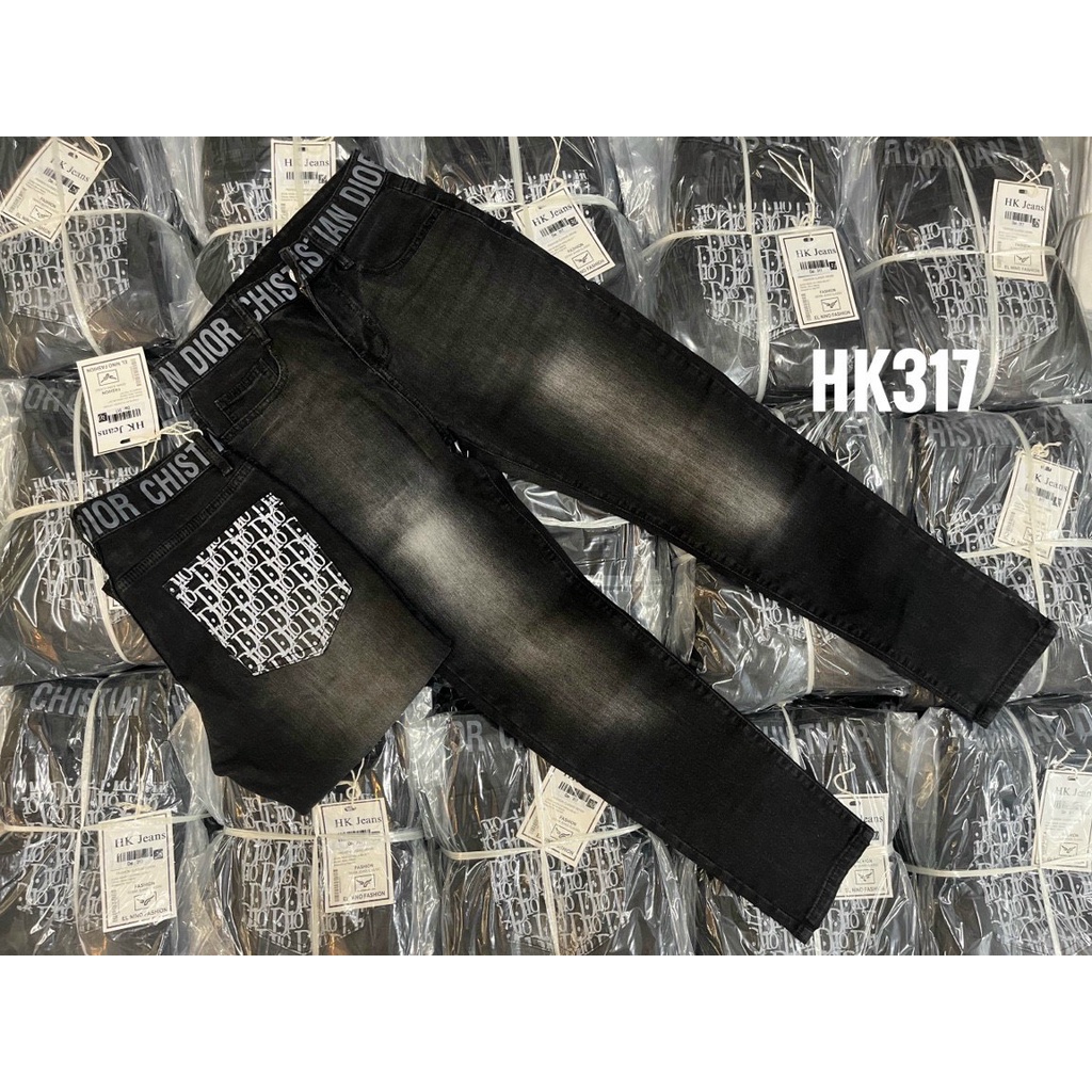 Quần jean nam đen khóa gối vá thỏ vải co dãn 4 chiều,mẫu hot nhất