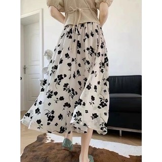 Chân váy lụa hoa đơn 2 lớp hàng QC